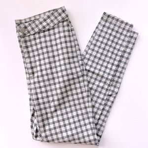 Free People White Blue Plaid Skinny Crop Pants